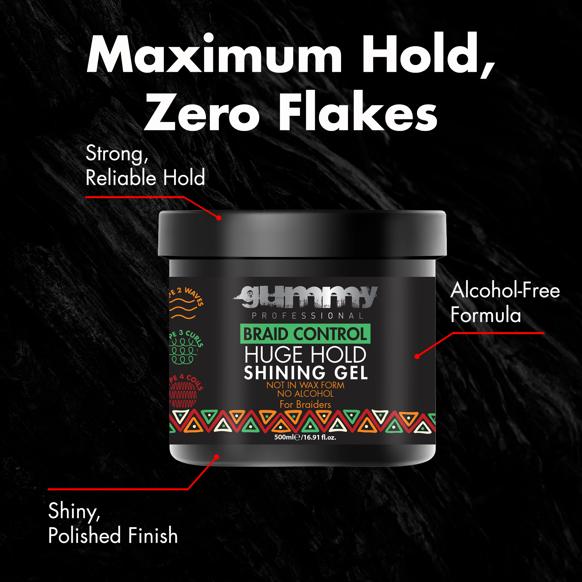 Gummy 500 ml Braid Control Gel Huge Hold