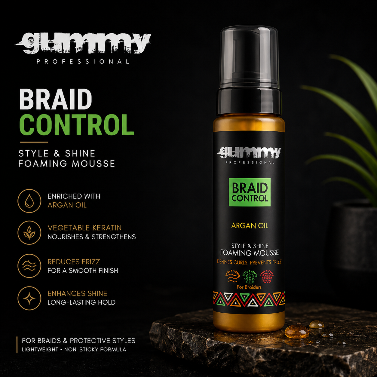 Gummy Braid Control Style & Shine Foaming Mousse