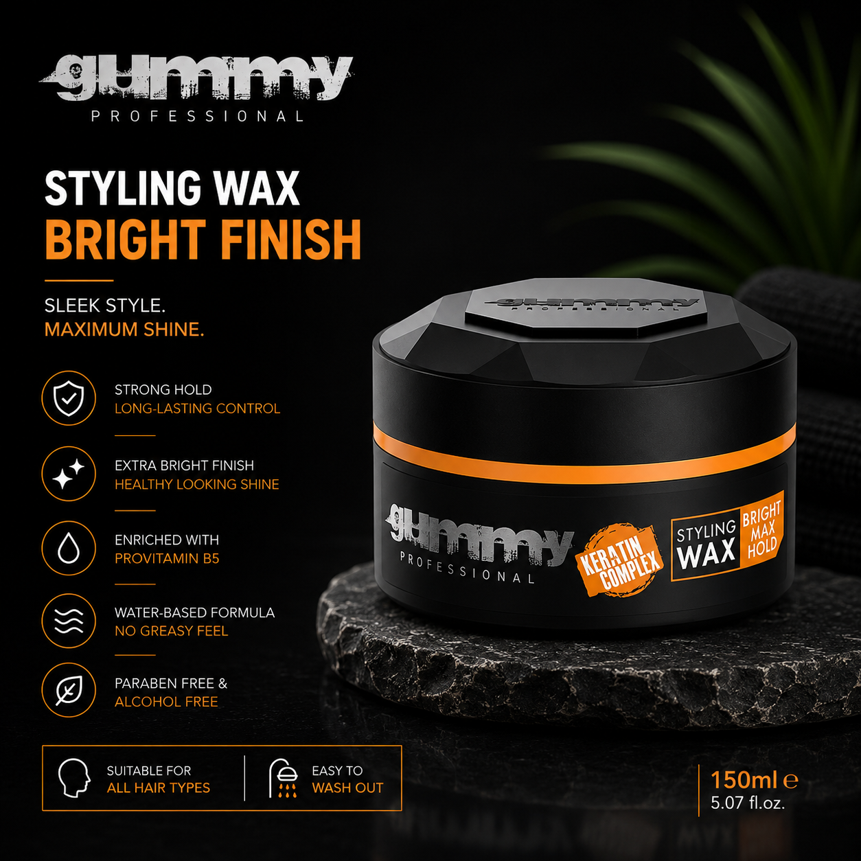 Gummy Styling Wax Bright Finish – 150 ml