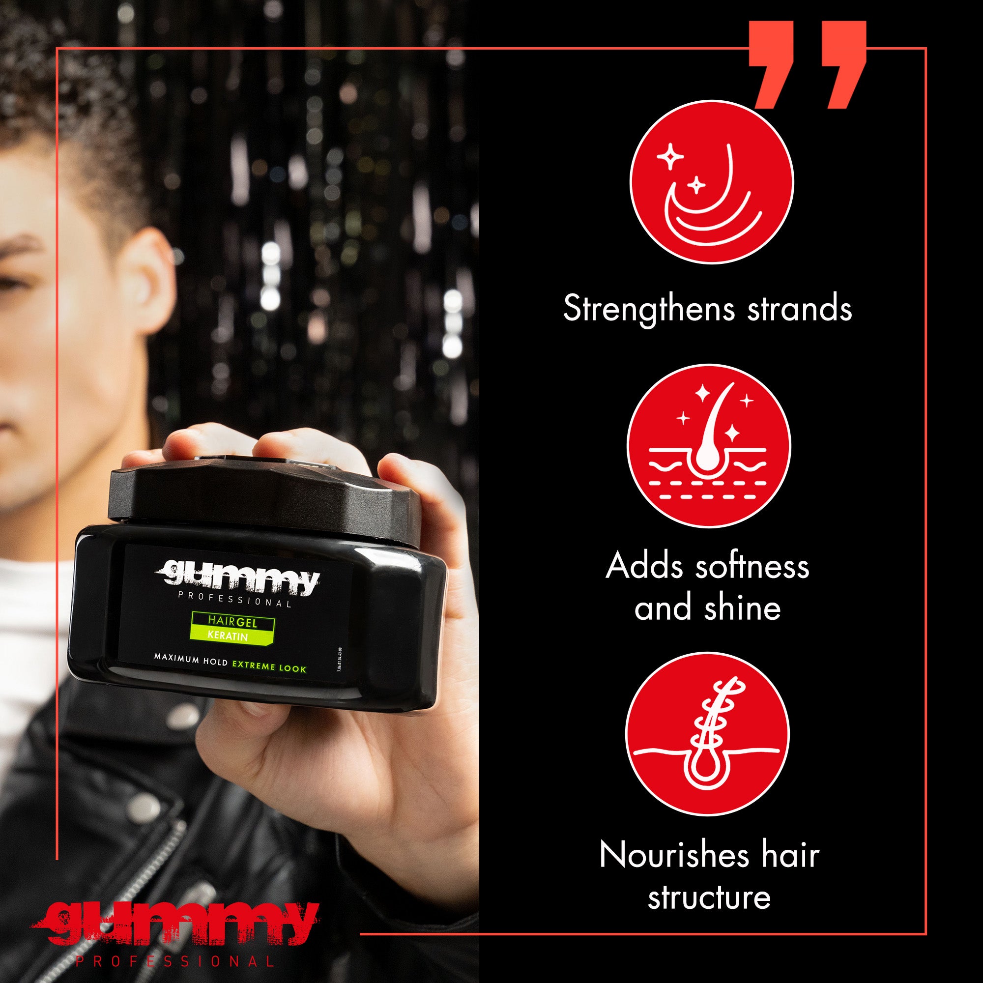 Gummy Hair Gel 220 ml Keratin