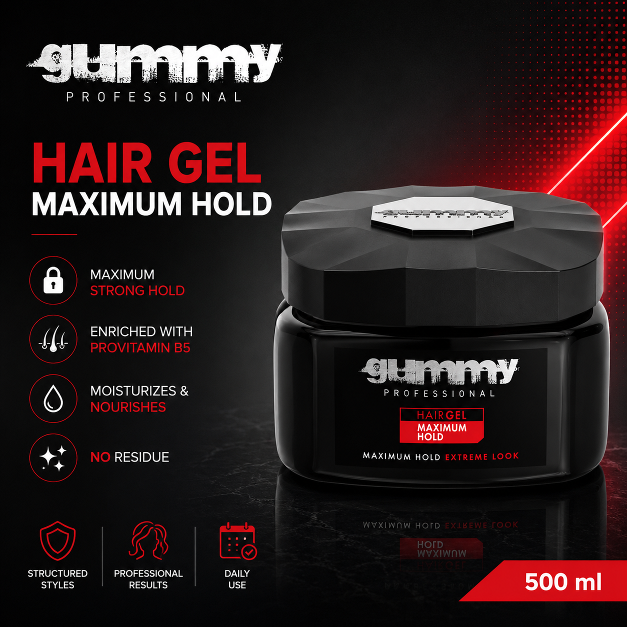 Gummy Hair Gel Maximum Hold – 500 ml