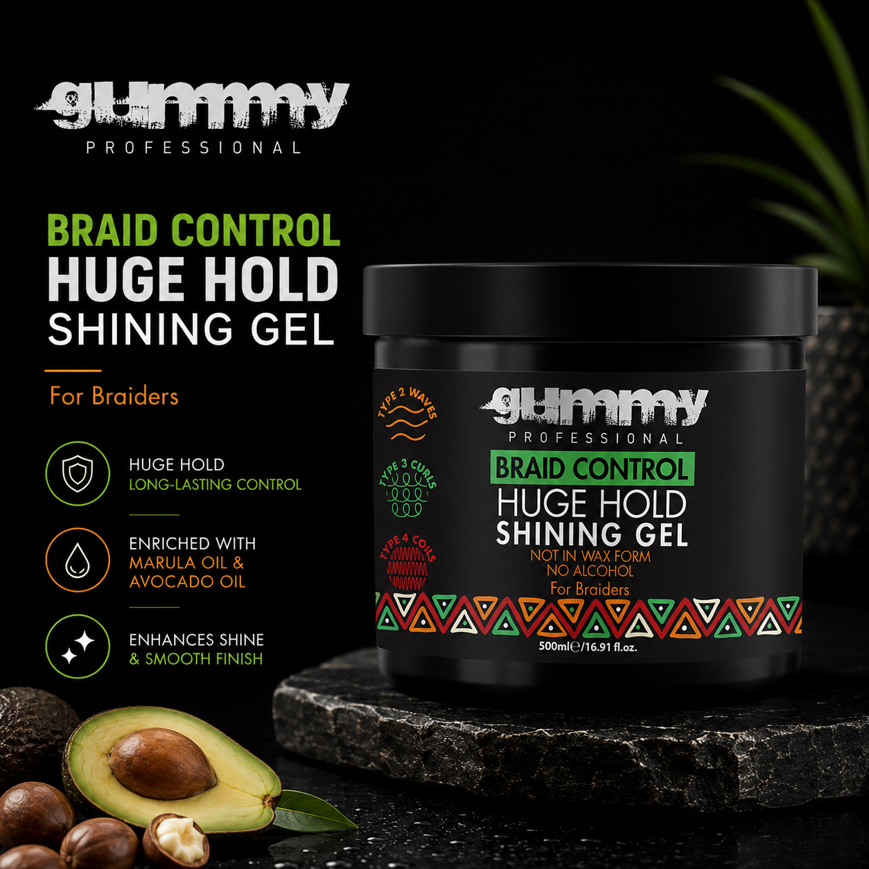 Gummy Braid Control Gel Huge Hold – 500 ml