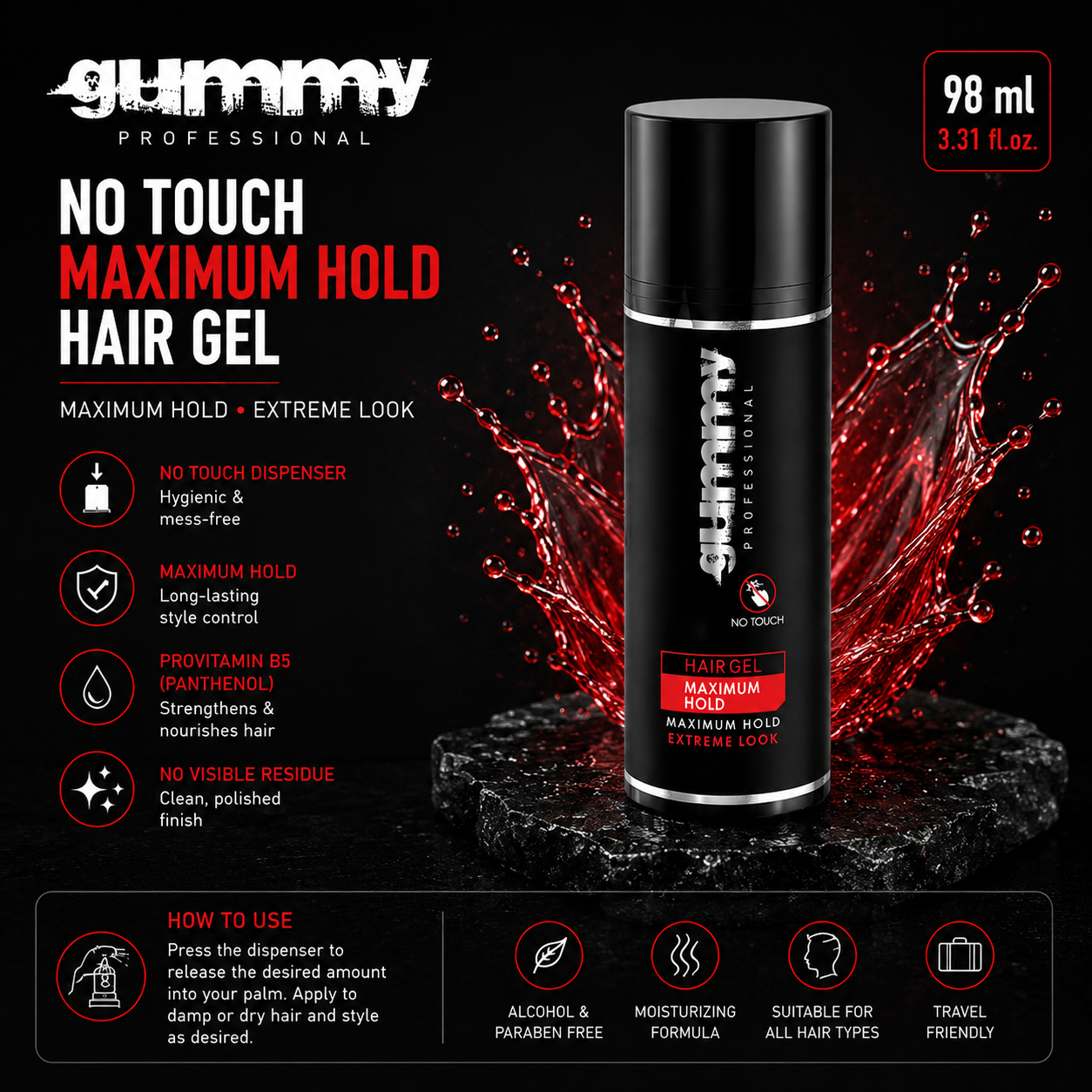 Gummy No Touch Maximum Hold Hair Gel – 98 ml